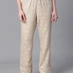 Oxolloxo Beige Satin Floral Print Pyjamas-picture-39