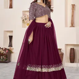 DIVASTRI Embellished Sequinned Semi-Stitched Lehenga & Unstitched Blouse With Dupatta image 2