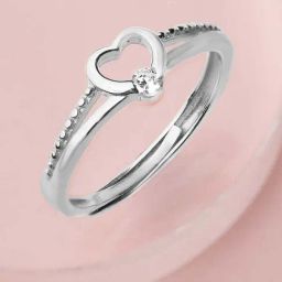 Zavya 925 Silver Eternal Love Rhodium Plated Heart Adjustable Ring for Women-image-40
