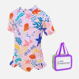 Little Surprise Box Kids Pink & Blue Shell Starfish Printed Swimsuit-image-72