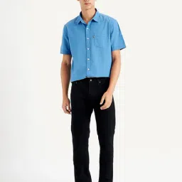 Levi's Black Cotton Slim Fit Solid Jeans-picture-4