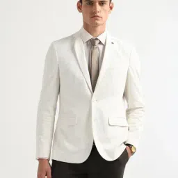 Arrow Off-White Chevron Slim Fit Blazer-picture-19