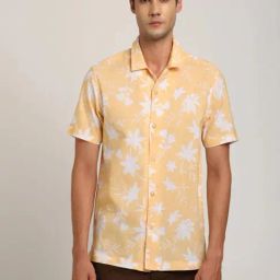 Indian Terrain Yellow Slim Fit Floral Shirt-picture-43