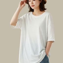 SMAN Women Drop-Shoulder Sleeves Pockets T-shirt-image-87