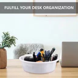 Kuber Industries White 3 Pieces Desk Organisers 6 ltr image 2