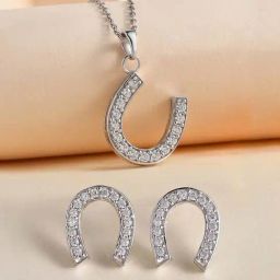 Ornate Jewels 92.5 Sterling Silver AD Horseshoe Necklace & Earring Set for Women-41