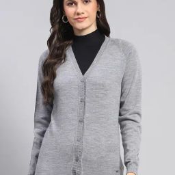 Monte Carlo Grey Wool Textured Cardigan-5