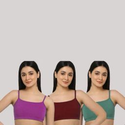 AROUSY Purple & Maroon Cotton Beginner's Bra - Pack Of 3-image-80