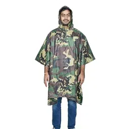 Allextreme Polyester Febric Sturdy Zipper Closer Army Green Poncho Raincoat Free Size, AL6PU01-image-85