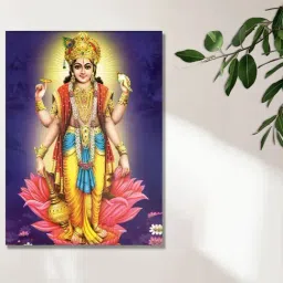 Art Street Purple Canvas Spiritual Shree Hari Vishnu Stretched Pooja Room Temple Wall Art-picture-24