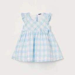 Juniors By Lifestyle Blue Cotton Regular Fit Checks Dress-image-9