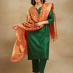 Fabindia Ethnic Motifs Woven Design Cotton Silk Dupatta With Zari-10