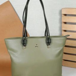 Mochi Green Solid Medium Tote Handbag-84