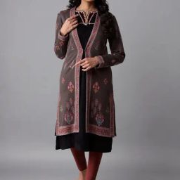 W Brown Printed Cardigan-image-62