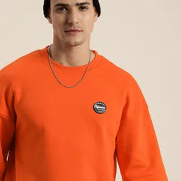 Difference of Opinion Men Oversized Fleece Sweatshirt with Applique Detail-image-44