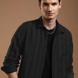 HIGHLANDER Men Slim Fit Opaque Striped Casual Shirt-image-70