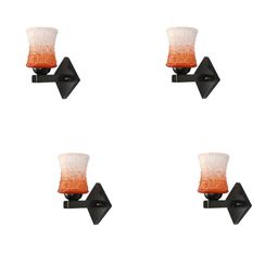 1ST TIME Pack of 4 Orange & White Glass Traditional Cylinder Shaped Wall Lamp-picture-36