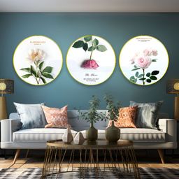 The Castle Decor White & Pink 3 Pieces Flowers Sparkle Wooden Wall Art-image-76