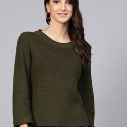 STREET 9 Women Olive Green Solid Pullover-image-31