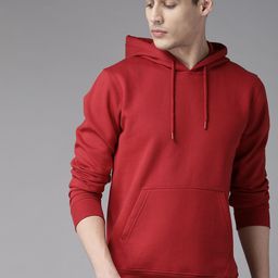 Roadster Men Red Solid Hooded Sweatshirt-image-91