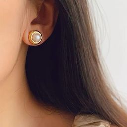 VAGHBHATT Gold-Plated Pearls Studded Circular Shaped Studs image 3