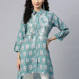 Nayam By Lakshita Shirt Collar Printed Ethnic Tunic-image-58