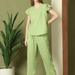 TAG 7 Women V-Neck Pure Cotton Night suit-image-97