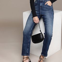 bebe Women Blue Straight Fit High-Rise Clean Look Light Fade Stretchable Jeans-image-55