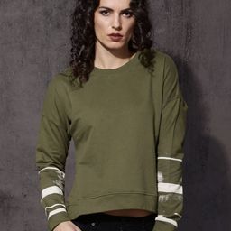 Roadster Women Olive Green Solid Sweatshirt-image-35
