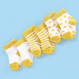 Cute Walk by Babyhug Non Terry Ankle Length Anti Bacterial Socks Striped Pack of 3 - Yellow-picture-34