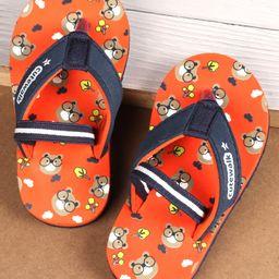 Cute Walk by Babyhug Flip Flops with Back Strap Teddy Print - Orange-picture-5