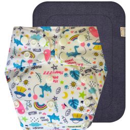 Dumbledo Premium WhiteShape Free Size Leak proof Washable Unisex Reusable Cloth Diaper With 6-layer Black Insert - White-19