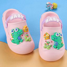 Oh! Pair Back Strap Closure Clogs With Dino Applique- Pink-picture-22