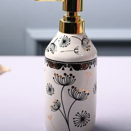 VoncasaCeramic Glossy Off Design color Soap Dispenser (750 ml)-image-6