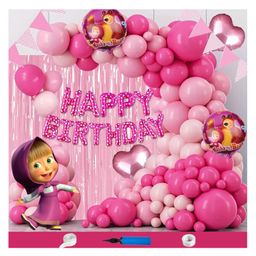 Bubble Trouble Masha Theme Birthday Decoration Items For Girls Party Decoration Kit Balloon Combo Pack Of 111 Pcs Pink Magenta-image-36