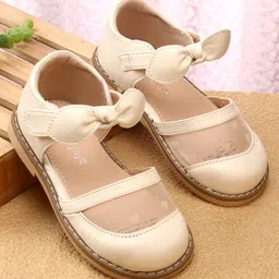 Babyoye Velcro Closure Solid Coloured Ballerina With Bow Applique - Beige-picture-15