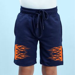 NUSYL Cotton Blend Flames Printed Shorts - Navy Blue-picture-26