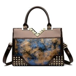 SYGA Women Elegant Embossed Tote Rivet & Diamond Detail Large Capacity Shoulder Messenger Bag for Stylish(Blue)-picture-21