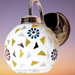 KINIS White & Yellow Printed Spherical Shaped Wall Lamp & Bulb-31