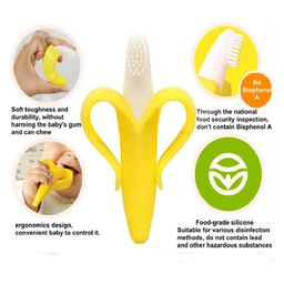 Enorme Silicone Banana Shaped Toothbrush Teether and Round Shape BPA Free Silicone Bell Teether Ring for Babies image 2