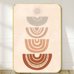Livin'luxe Pink & Brown Boho Geometric Abstract Stacked Arch Design Wooden Wall Art-picture-40