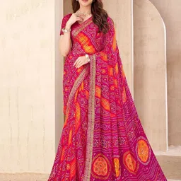 THE FASHION ATTIRE Bandhani Printed Chiffon Saree-picture-7