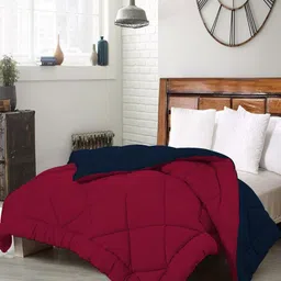 CHICERY Maroon & Blue Microfiber AC Room 200 GSM Double Bed Comforter-7