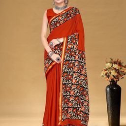 Panzora Floral Bagru Printed Designer Pure Cotton Ready to Wear Saree-picture-36