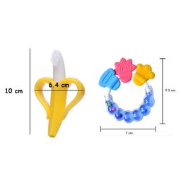 Enorme Silicone Banana Shaped Toothbrush Teether and Round Shape BPA Free Silicone Bell Teether Ring for Babies image 3