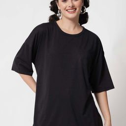 Stylecast X Kotty Women Drop-Shoulder Sleeves Raw Edge Cotton T-shirt-image-19