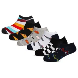 RC. ROYAL CLASS Kids Pack Of 6 Patterned Organic Cotton Ankle-Length Socks-11