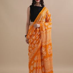 Jaipur Kurti Floral Printed Pure Cotton Saree-picture-12