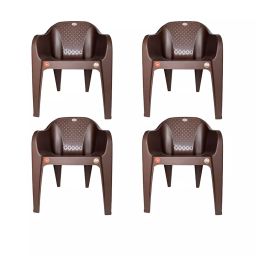 RW REST WELL Maxima BrownModern Matte Plastic Chair (Set of 4 )-image-25