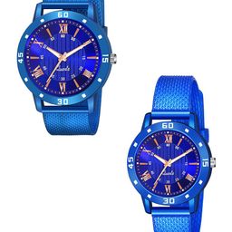 CSAMON Unisex Set Of 2 Analogue Watch 1016 BLU D Aeviyo Couple S_F-image-82